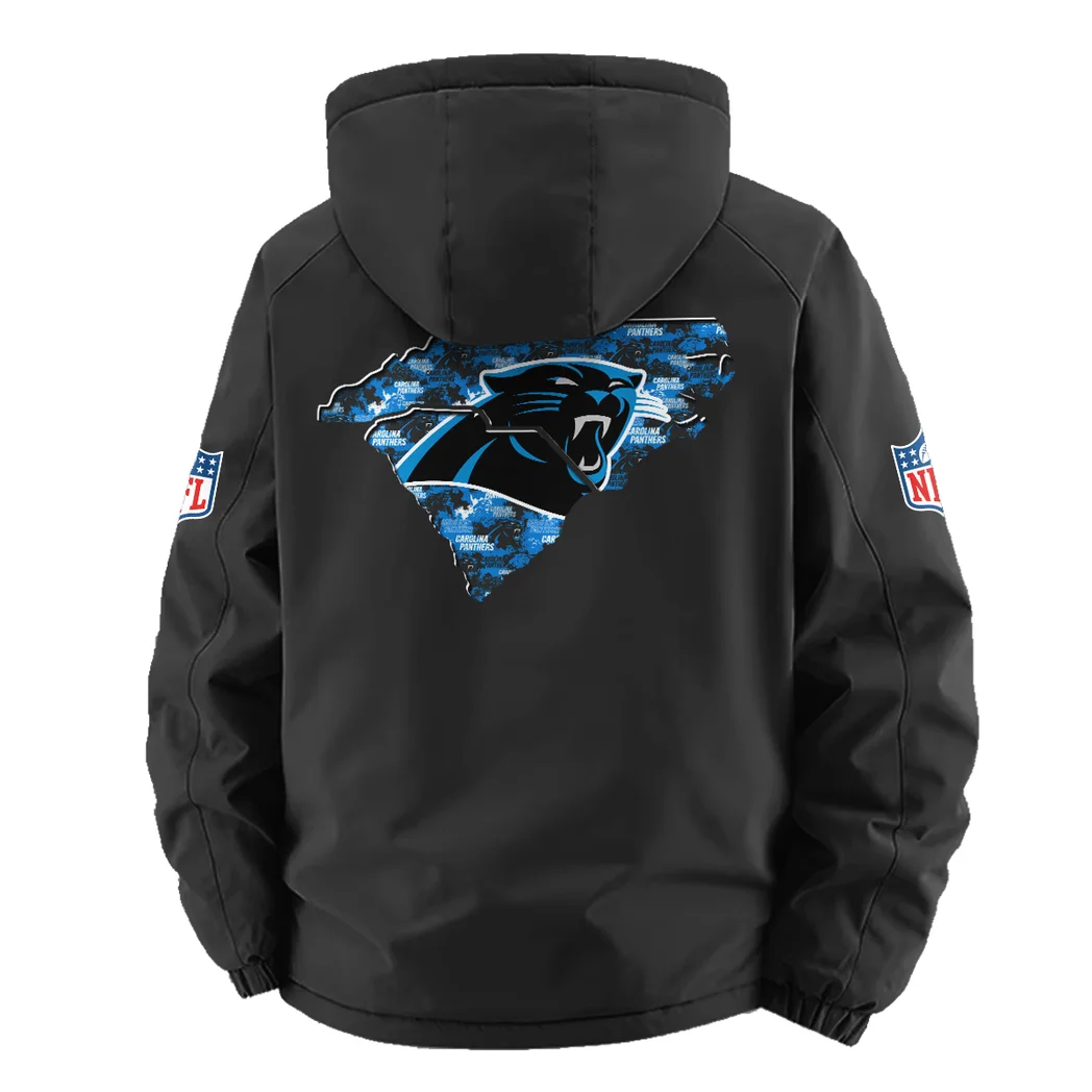 Football Panther Crew Fleece Windbreaker Jacket, Dual-Layer Protection Jacket HVN1466CP - Black - Image 3