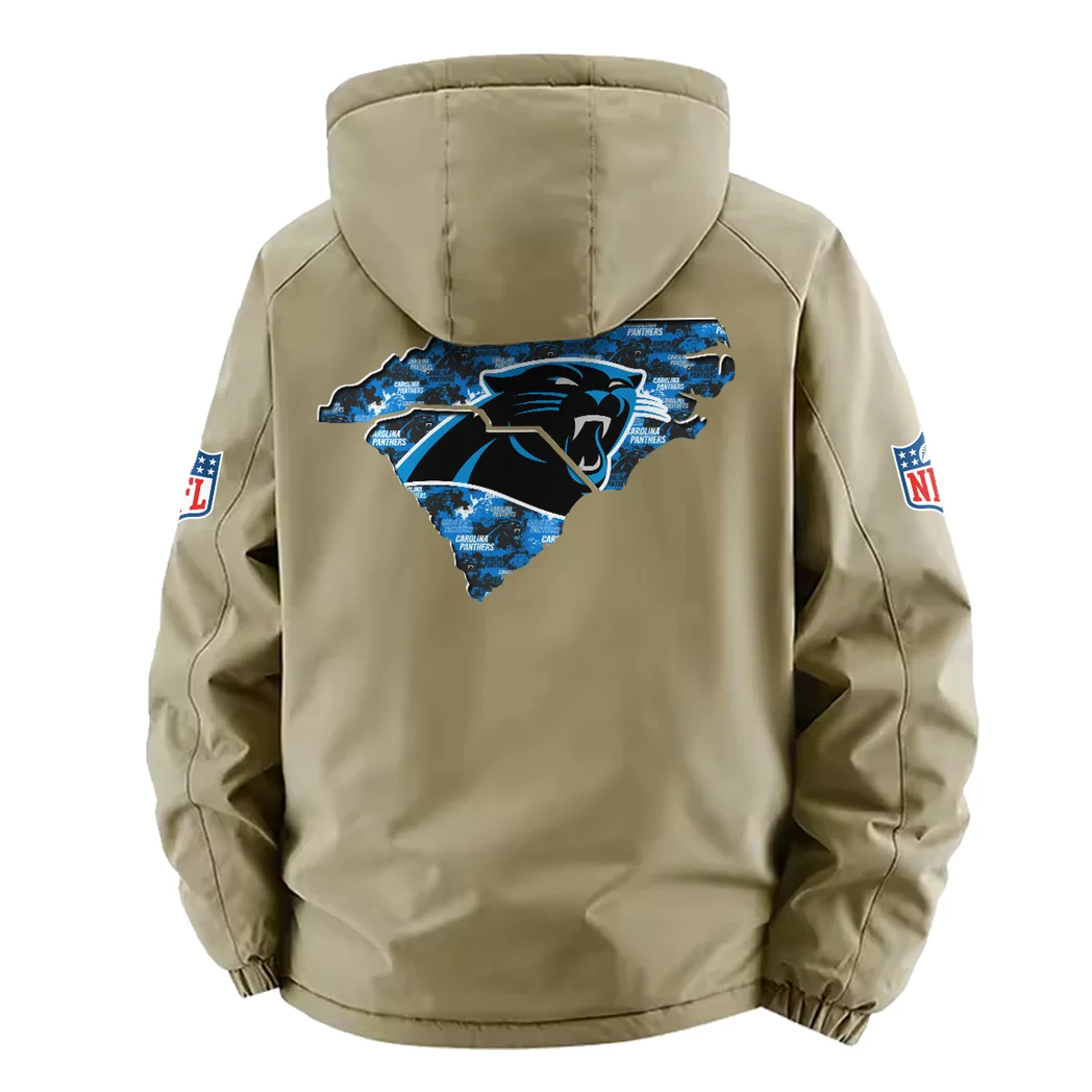 Football Panther Crew Fleece Windbreaker Jacket, Dual-Layer Protection Jacket HVN1466CP - Khaki - Image 3