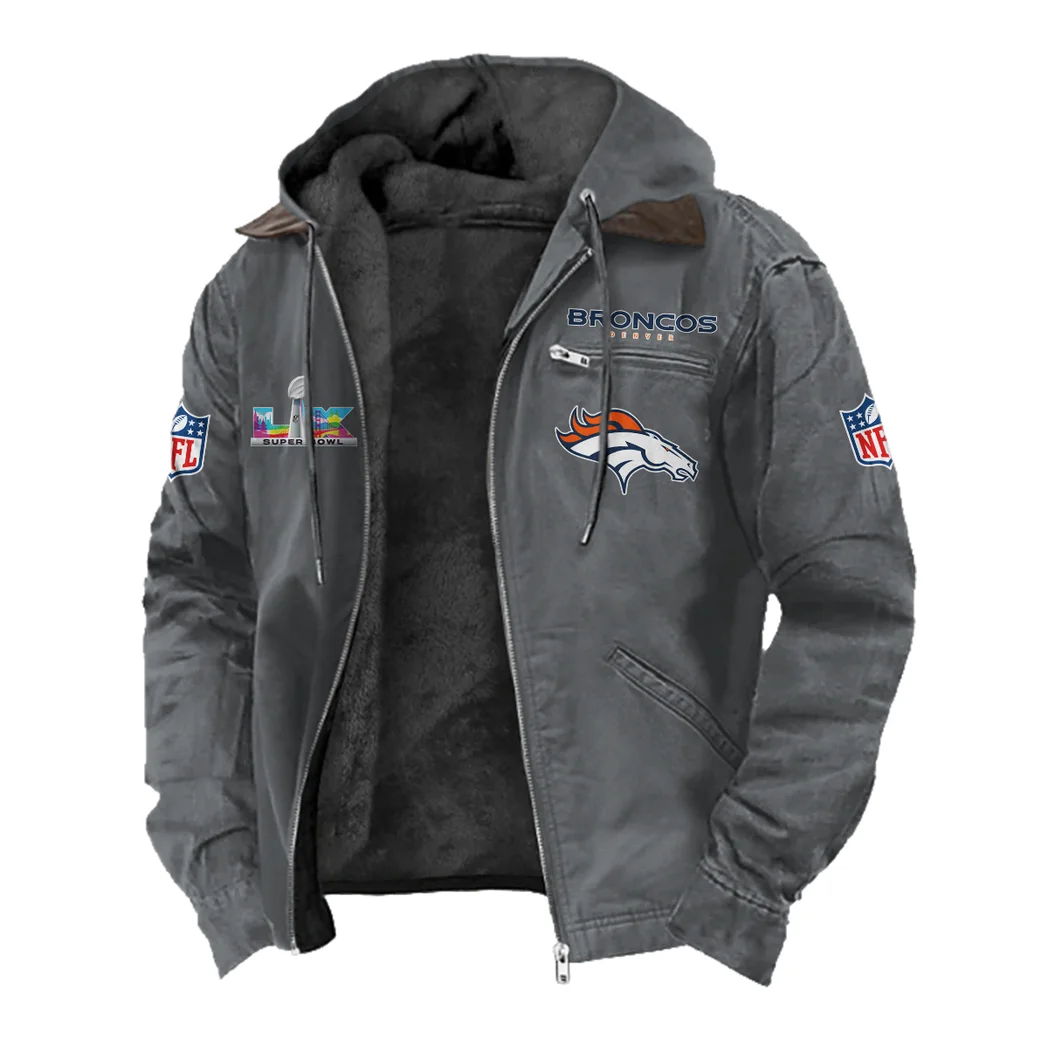 Football Bronze Crew Flannel Hoodie, Street Style Sport Hoodie HVN1466DB - Gray - Image 2
