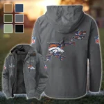 Football Bronze Crew Flannel Hoodie, Street Style Sport Hoodie HVN1466DB - Gray