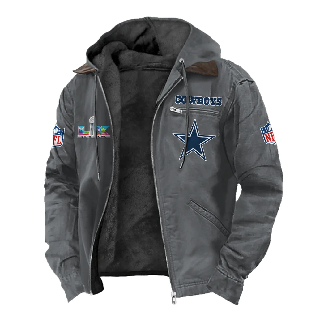 Blue Pride Flannel Hoodie, Warm Fan Flannel Hoodie HVN1466DC - Gray - Image 2