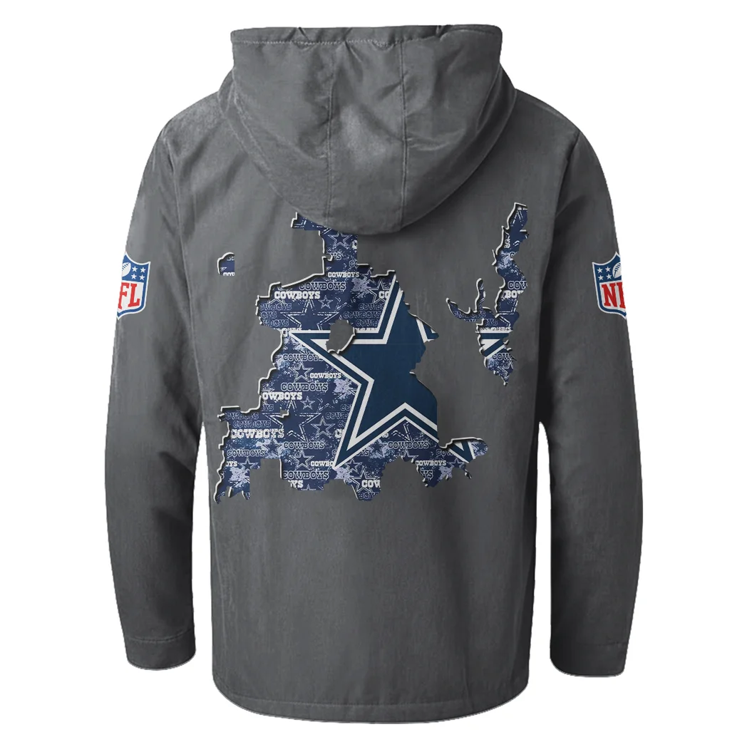 Blue Pride Flannel Hoodie, Warm Fan Flannel Hoodie HVN1466DC - Gray - Image 3