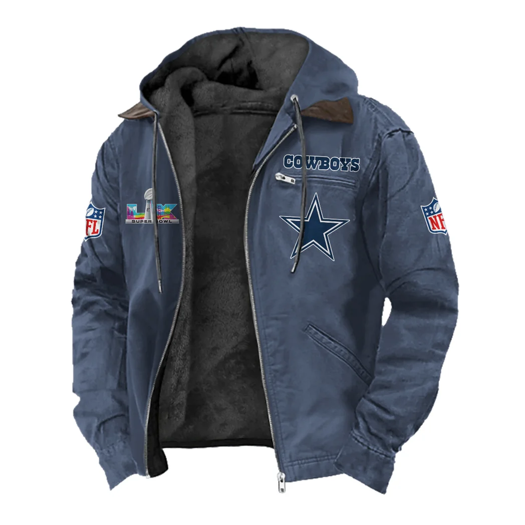 Blue Pride Flannel Hoodie, Warm Fan Flannel Hoodie HVN1466DC - Navy Blue - Image 2