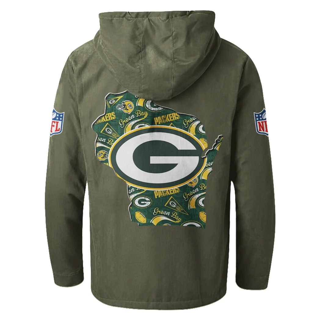 Gold Pride Flannel Hoodie, Supporter Spirit Hooded Flannel HVN1466GP - Green - Image 3