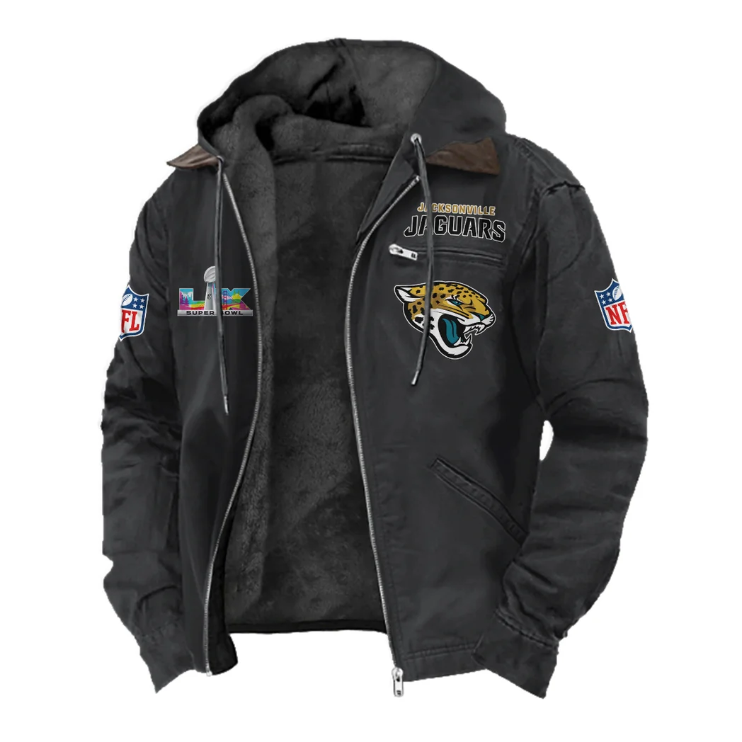 Jaguar Crew Flannel Hoodie, All-Season Fan Hoodie HVN1466JJ - Black - Image 2