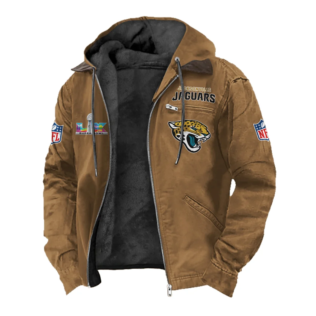 Jaguar Crew Flannel Hoodie, All-Season Fan Hoodie HVN1466JJ - Camel - Image 2