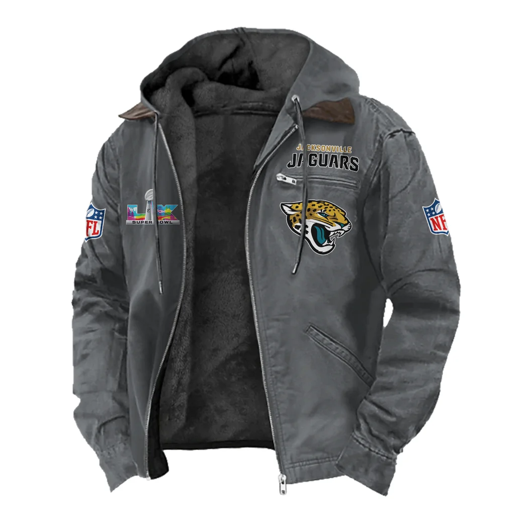 Jaguar Crew Flannel Hoodie, All-Season Fan Hoodie HVN1466JJ - Gray - Image 2