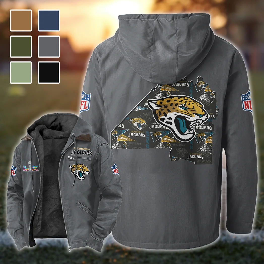 Jaguar Crew Flannel Hoodie, All-Season Fan Hoodie HVN1466JJ - Gray
