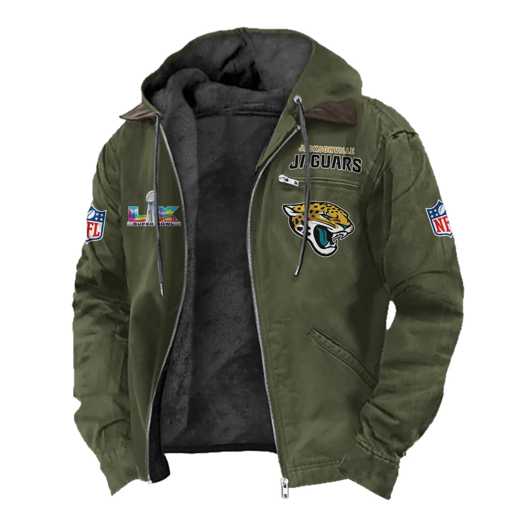 Jaguar Crew Flannel Hoodie, All-Season Fan Hoodie HVN1466JJ - Green - Image 2