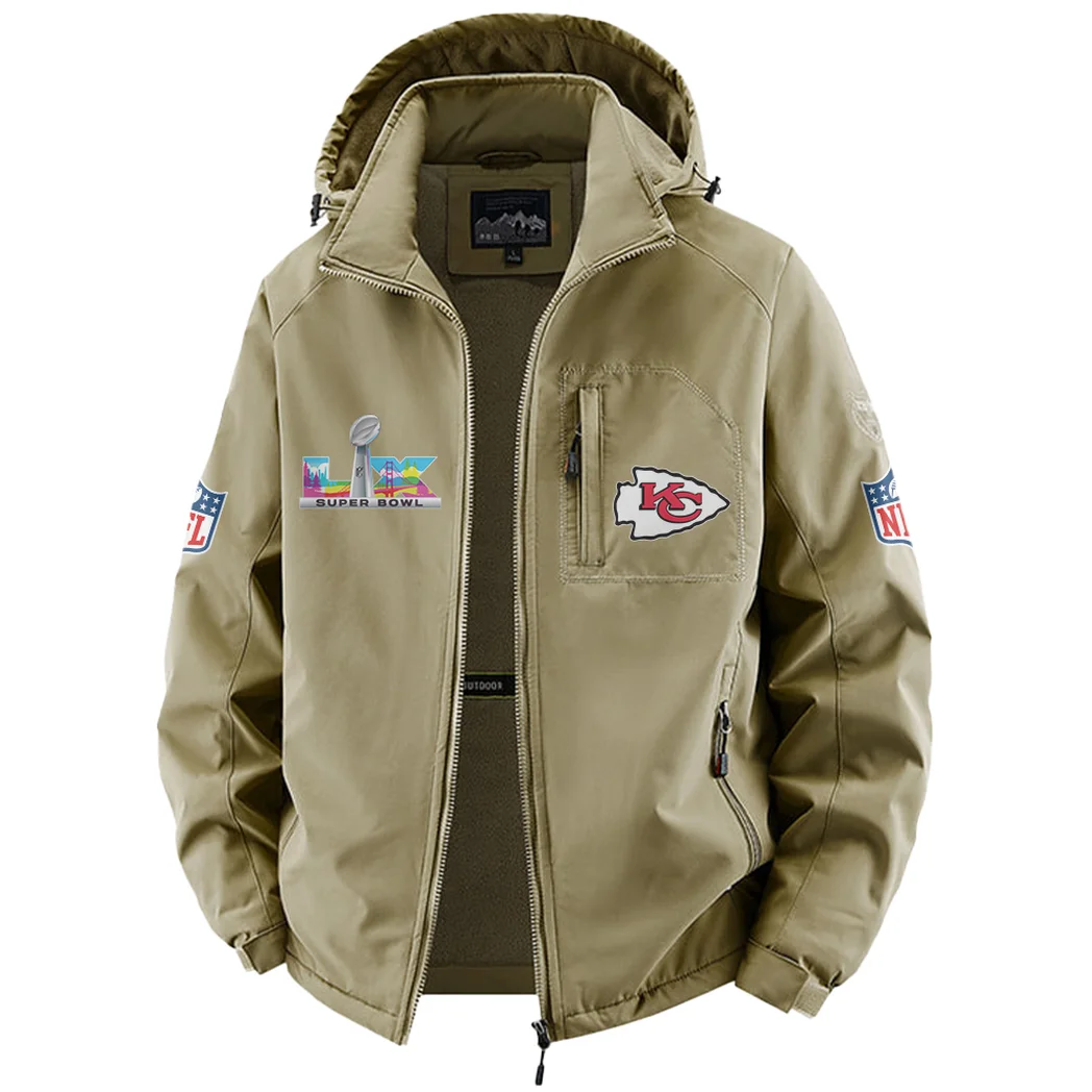 Midnight Rams Fleece Windbreaker Jacket, Cold-Air Cycling Shell HVN1466KC - Khaki - Image 2
