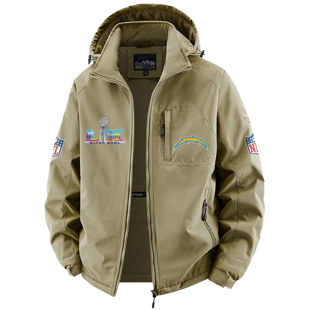 Lightning Fans Fleece Windbreaker Jacket, Mountain Ascent Windbreaker HVN1466LC - Khaki - Image 2
