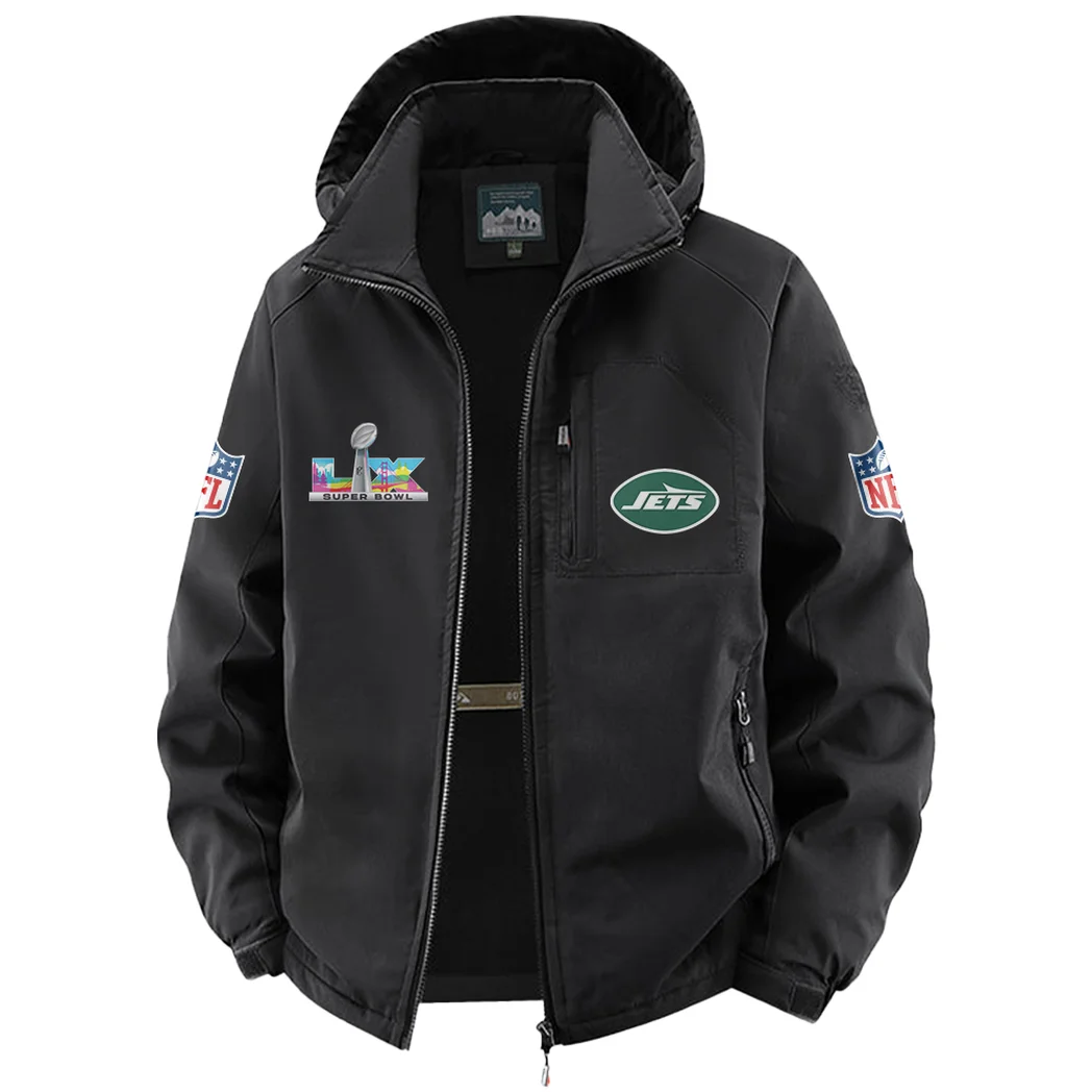 Green Wings Fleece Windbreaker Jacket, Brushed Fleece Wind-Resist Layer HVN1466NJ - Black - Image 2