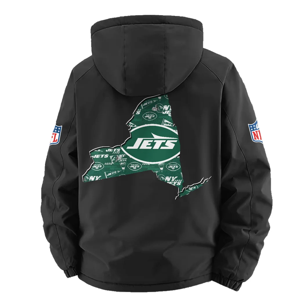 Green Wings Fleece Windbreaker Jacket, Brushed Fleece Wind-Resist Layer HVN1466NJ - Black - Image 3