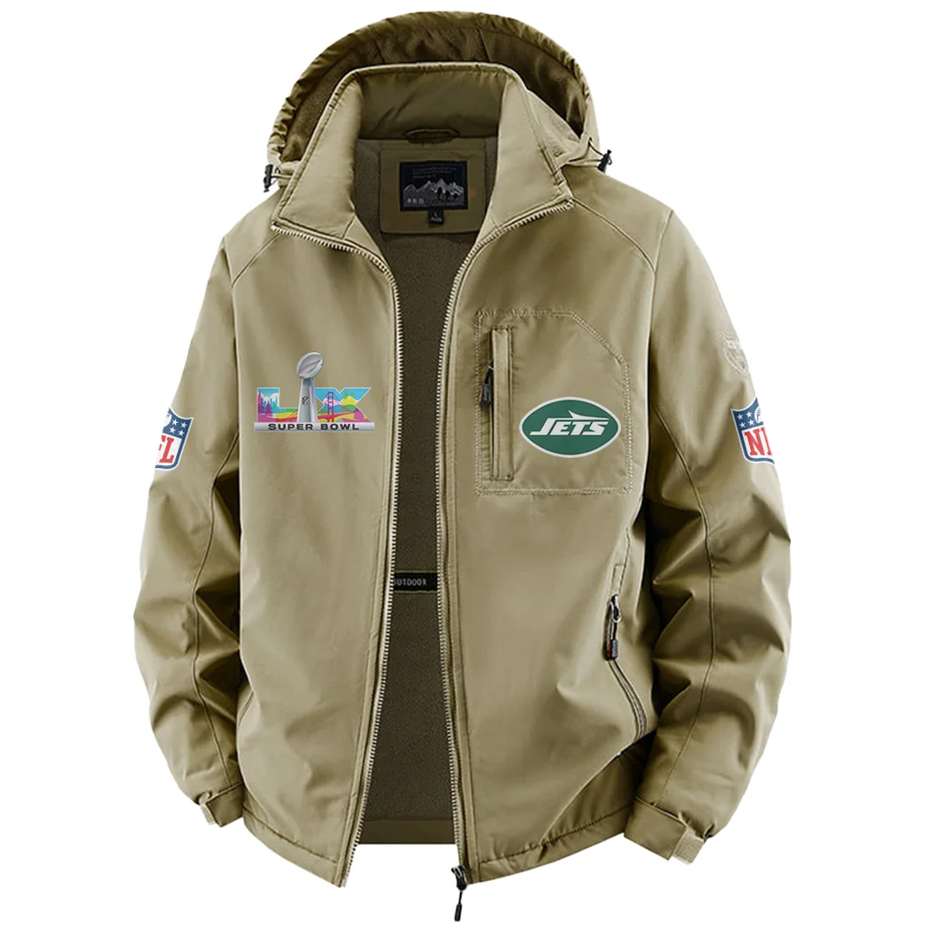 Green Wings Fleece Windbreaker Jacket, Brushed Fleece Wind-Resist Layer HVN1466NJ - Khaki - Image 2