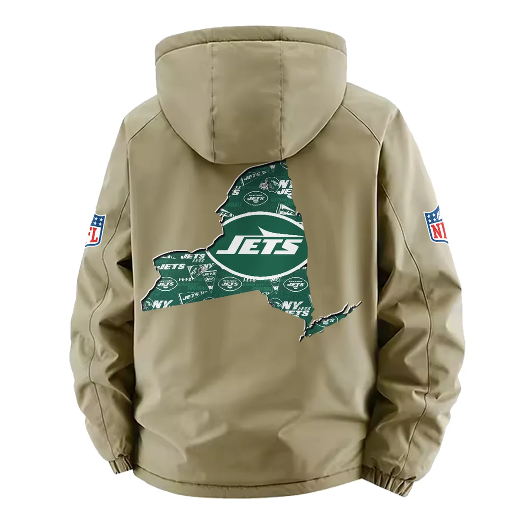 Green Wings Fleece Windbreaker Jacket, Brushed Fleece Wind-Resist Layer HVN1466NJ - Khaki - Image 3
