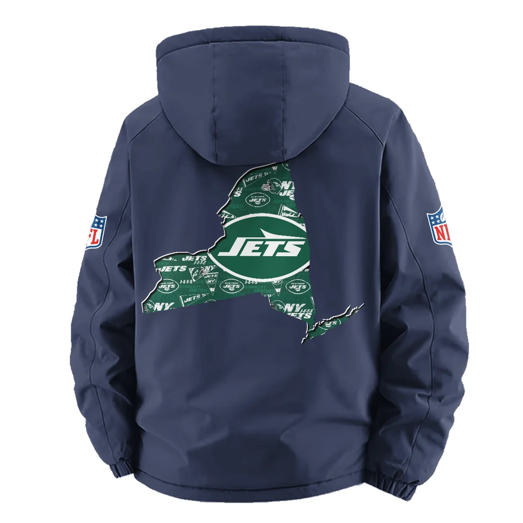 Green Wings Fleece Windbreaker Jacket, Brushed Fleece Wind-Resist Layer HVN1466NJ - Navy - Image 3