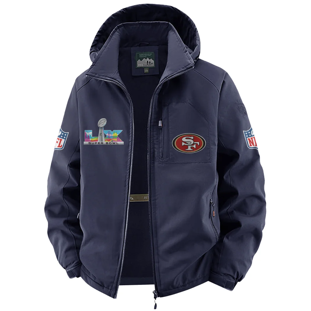 Golden State Supporters Fleece Windbreaker Jacket, Ultra-Soft Wind-Stop Fabric HVN1466SF - Navy - Image 2