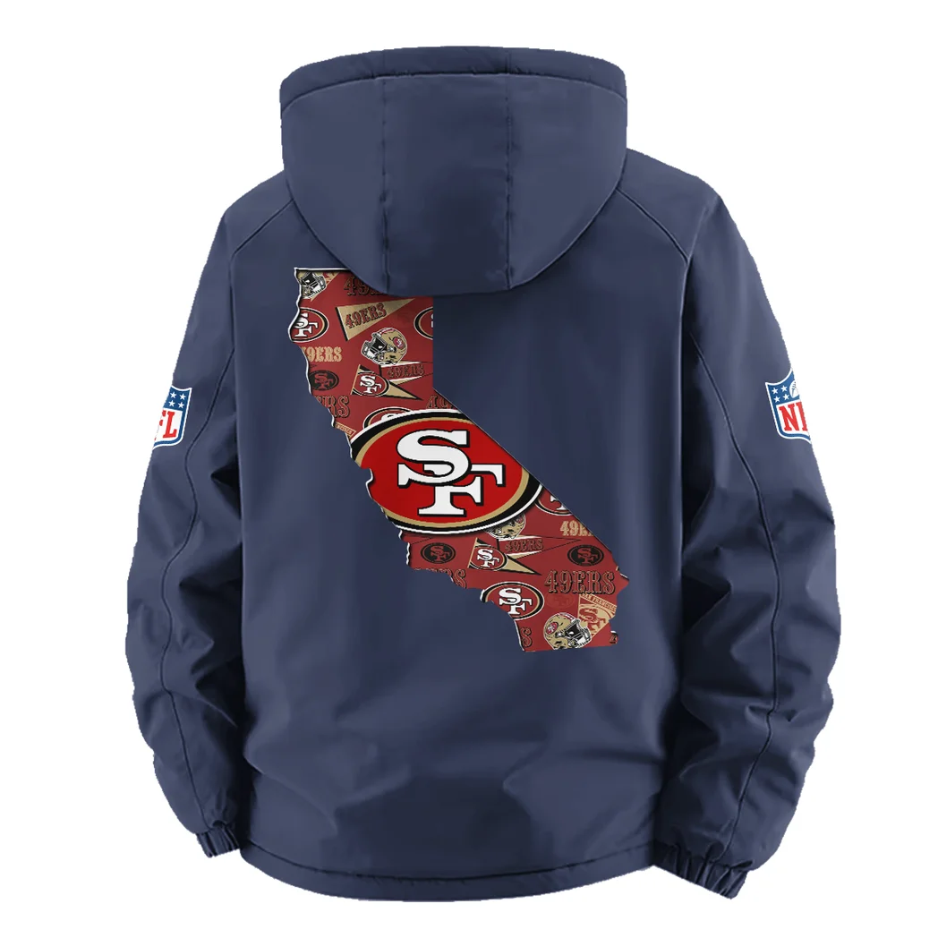 Golden State Supporters Fleece Windbreaker Jacket, Ultra-Soft Wind-Stop Fabric HVN1466SF - Navy - Image 3