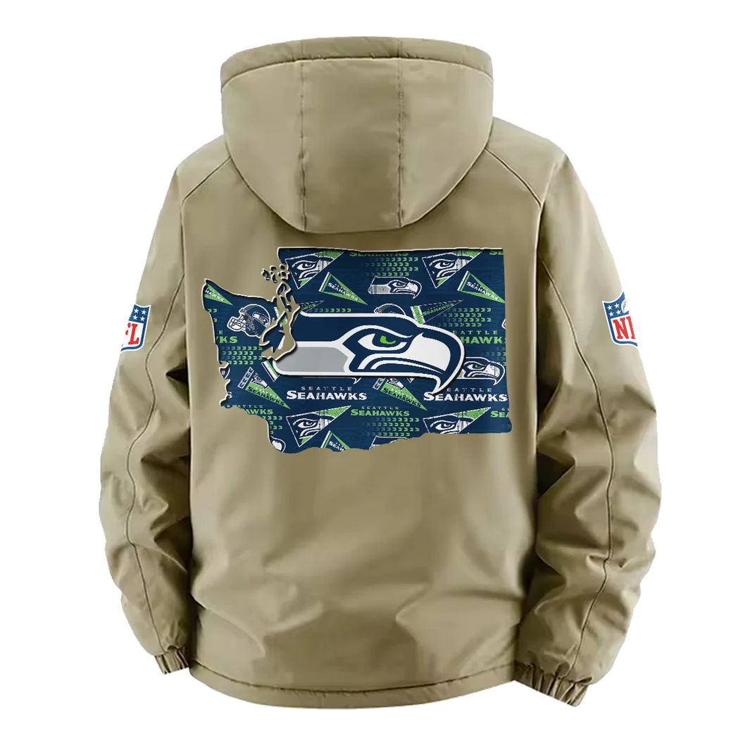 Puget Squad Fleece Windbreaker Jacket, High-Density Windproof Fleece HVN1466SS - Khaki - Image 3