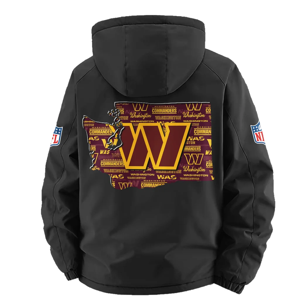 Army Fans Fleece Windbreaker Jacket, Outdoor Activity Defense HVN1466WC - Black - Image 3