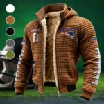 Ball Hawk Fleece-Lined Hooded Jacket, Wind-Blocker Insulated Hoody HVN1480CG - brown