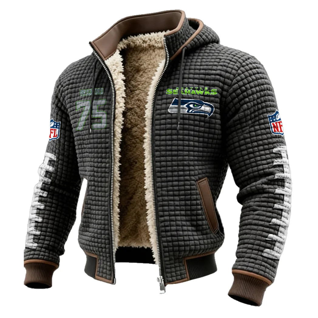 Trench Specialist Fleece-Lined Hooded Jacket, Endurance Sport Thermal Hoody HVN1481AB - Grey - Image 2