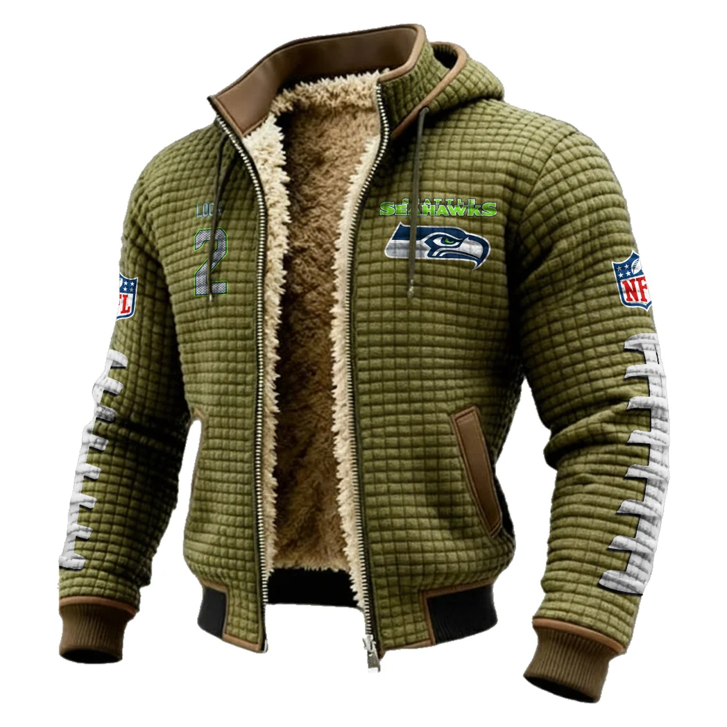 QB Veteran Fleece-Lined Hooded Jacket, Elemental Guard Sport Jacket HVN1481DL - Green - Image 2