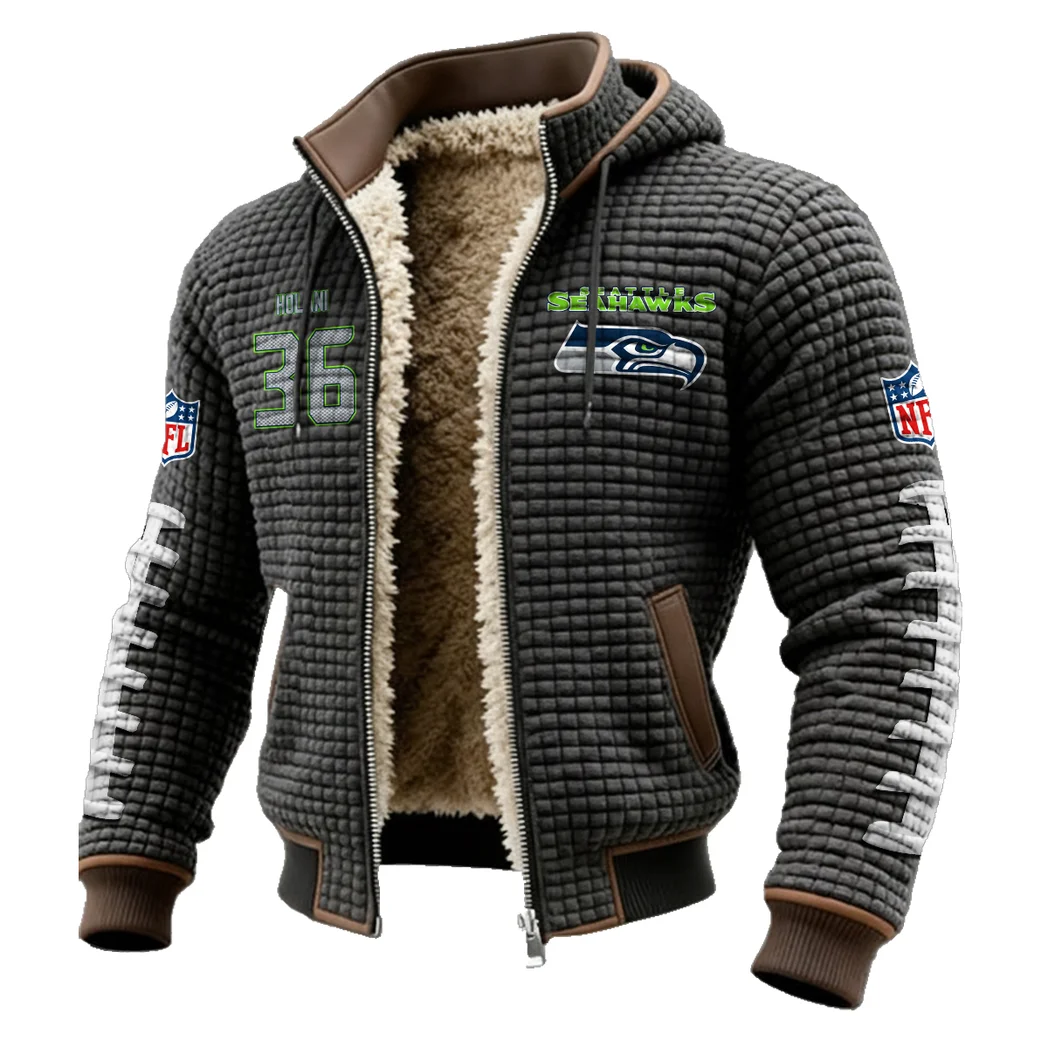 Ground Force Fleece-Lined Hooded Jacket, Thermal Core Fleece Jacket HVN1481GH - Grey - Image 2