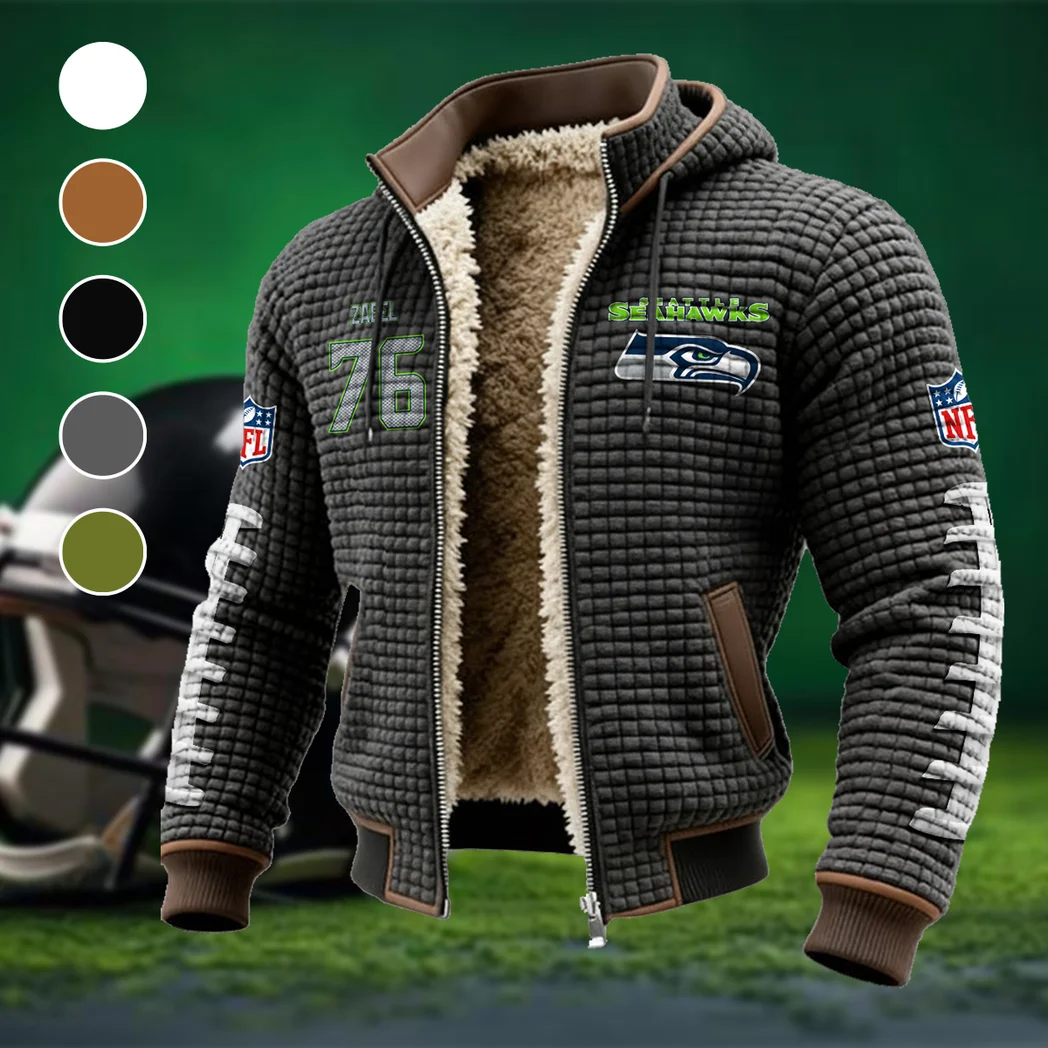 Offensive Guard Fleece-Lined Hooded Jacket, Heavyweight Cozy Sport Shell HVN1481GZ - Grey