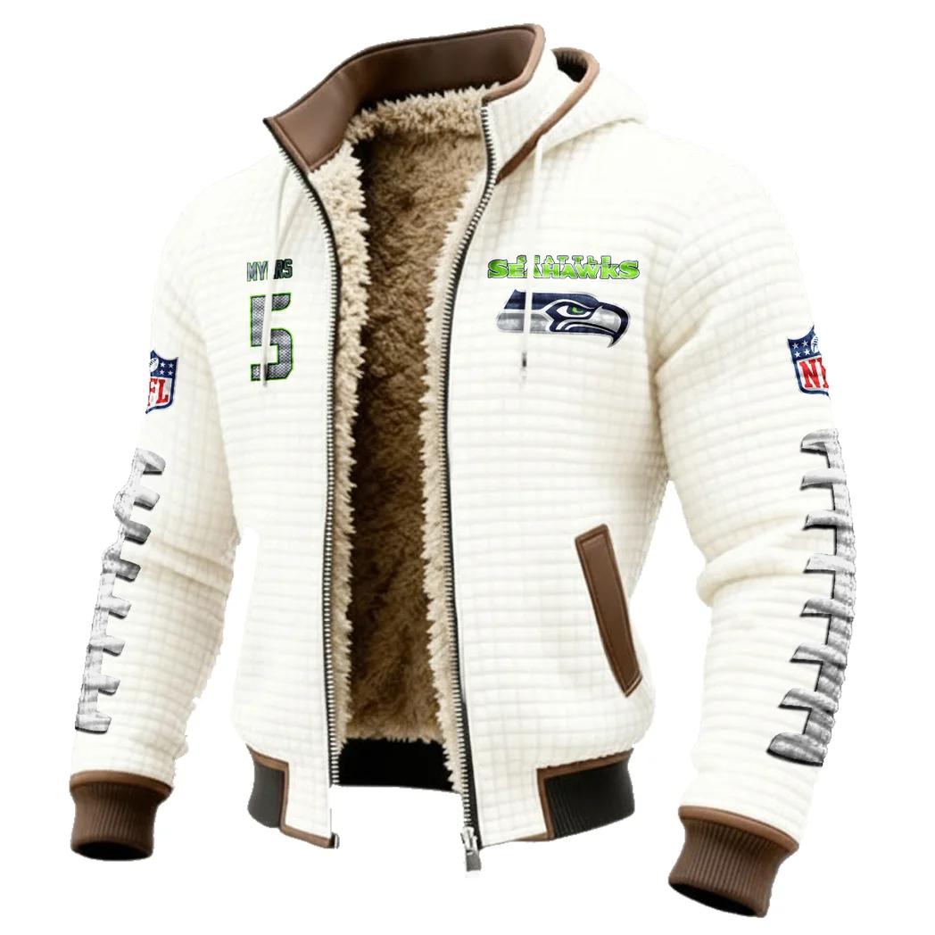 NFL Placekicker Fleece-Lined Hooded Jacket, Brushed Interior Winter Jacket HVN1481JA - White - Image 2