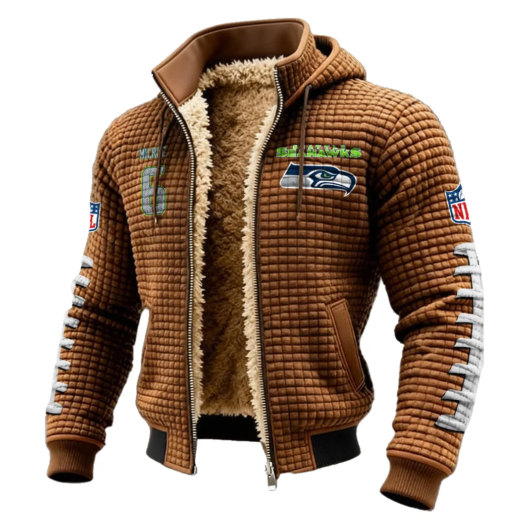 Playmaking Talent Fleece-Lined Hooded Jacket, Soft-Touch Thermal Outerwear HVN1481JM - brown - Image 2