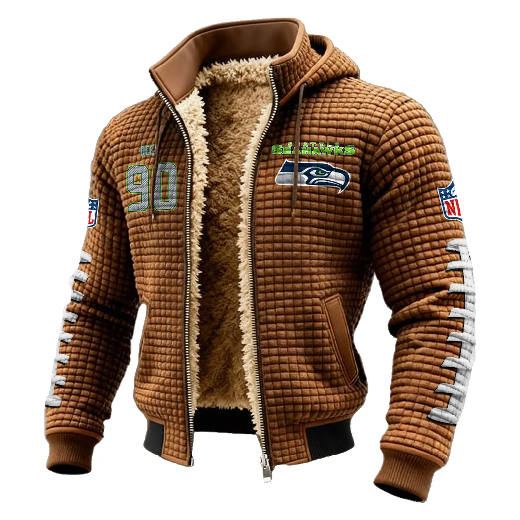 D-Line Leader Fleece-Lined Hooded Jacket, Modern Athletic Hybrid Parka HVN1481JR - brown - Image 2