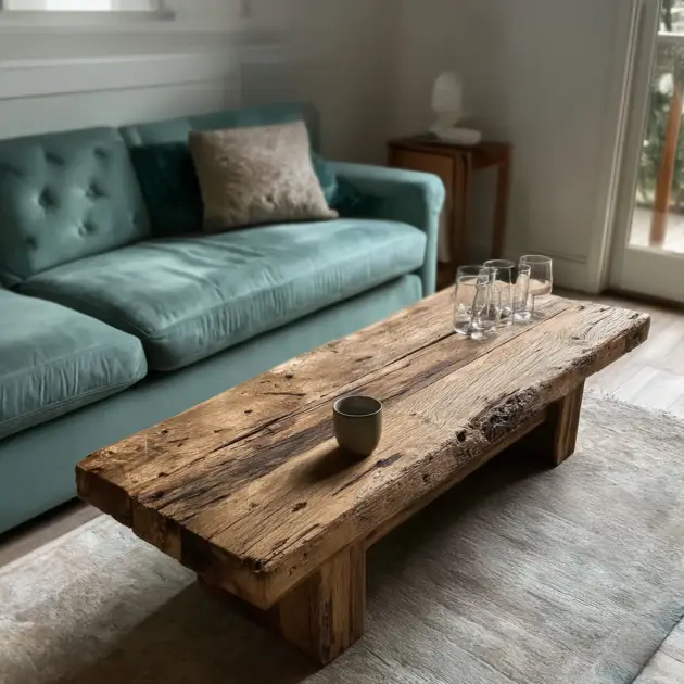 Oversized Reclaimed Wood Coffee Table Handcrafted Live Edge