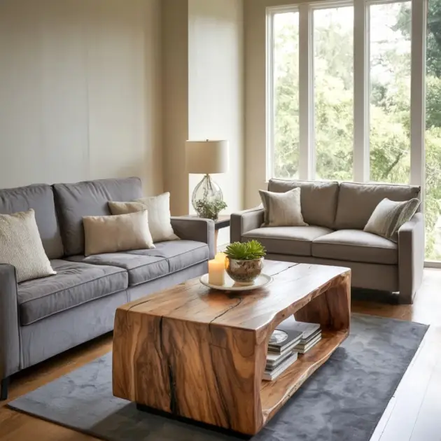 Walnut Slab Coffee Table Live Edge Handcrafted Modern Profile