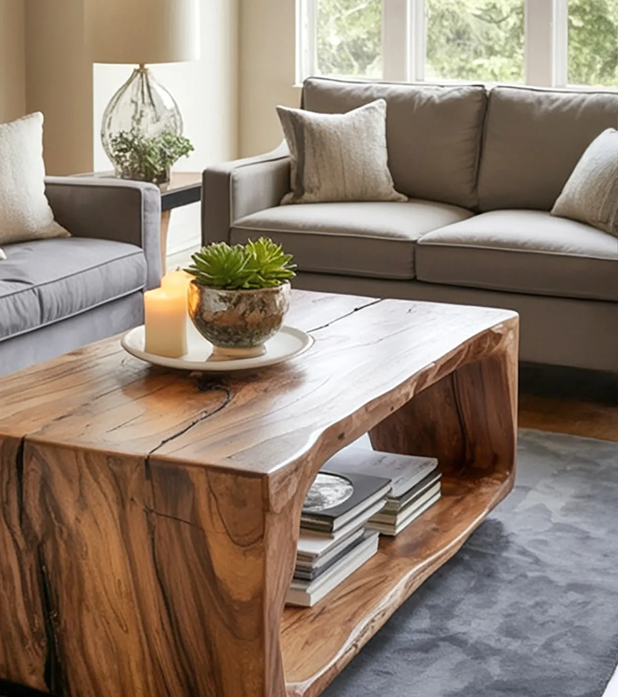 Walnut Slab Coffee Table Live Edge Handcrafted Modern Profile - Image 4
