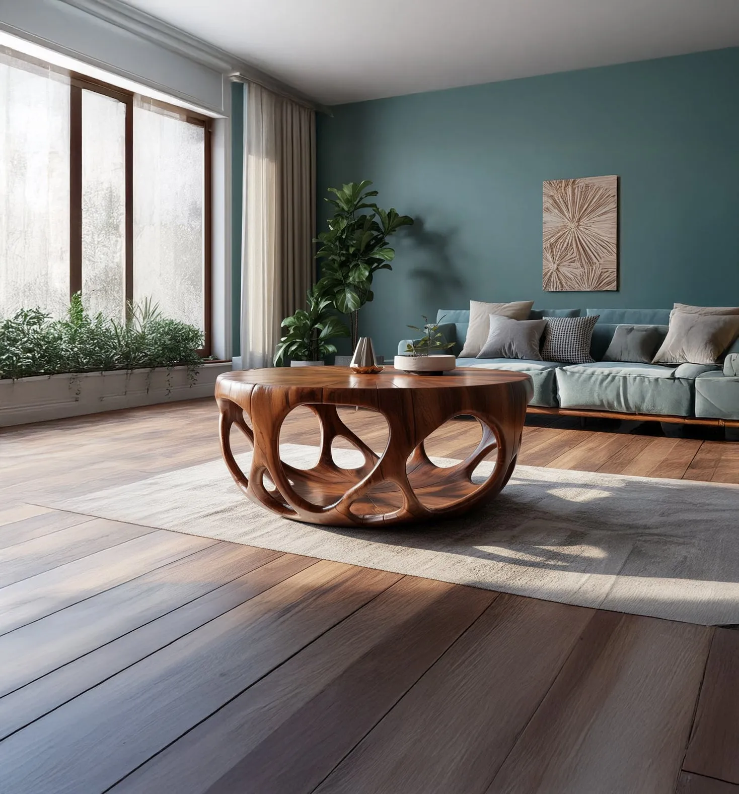 Round Slab Coffee Table Live Edge Solid Wood Handmade Gift Ready - Image 4